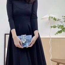 復古鱷魚新月形鞍包,金屬光澤宴會鑽石手提斜背包,派對夜晚必備 - 藍色 - 查看 11