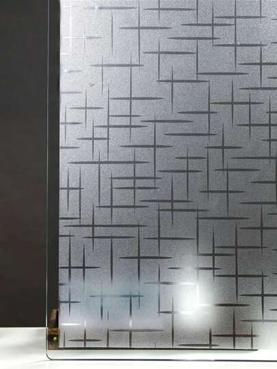 1 Roll Cross Pattern Frosted Glass Window Film, Decorative Window Privacy Film, Stained Glass Window Sticker, Sun Blocking Static Clings Window Clings For Home Bathroom