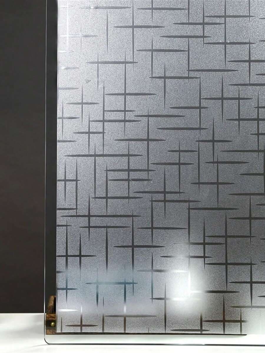 1捲十字花紋霧面玻璃貼紙,裝飾玻璃隱私貼紙,彩色玻璃貼紙,防曬靜電貼紙,用於家庭衛浴玻璃門窗