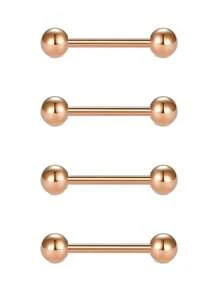 CIZME 4Pcs/Set Nipple Rings Tongue Rings Stainless Steel 14G Straight Barbells Piercing Jewelry 12mm,14mm,16mm,18mm