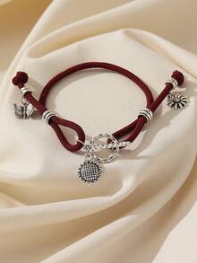 1入組diy時尚鄉村風格向日葵蝴蝶裝飾垂墜手鍊手工情侶手鍊,適用於情人節,約會,派對,夜店,日常穿著 - 向日葵蝴蝶手鍊 - 查看 16