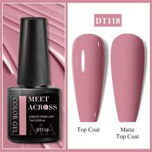 6件套裸粉色凝胶指甲油套装，带闪粉，秋季UV LED美甲凝胶，半永久底油和封层 - 粉色 - 查看 4