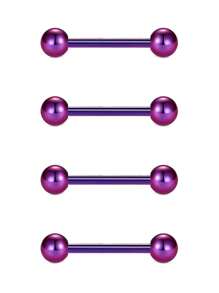 CIZME 4Pcs/Set Nipple Rings Tongue Rings Stainless Steel 14G Straight Barbells Piercing Jewelry 12mm,14mm,16mm,18mm