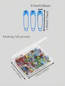 120入組彩色針頭套裝,0.748英寸*150pcs + 1.26英寸*50pcs棒棒糖色安全別針,附儲物盒 - 彩色 - 查看 2