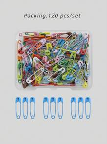 120入組彩色針頭套裝,0.748英寸*150pcs + 1.26英寸*50pcs棒棒糖色安全別針,附儲物盒 - 彩色 - 查看 1