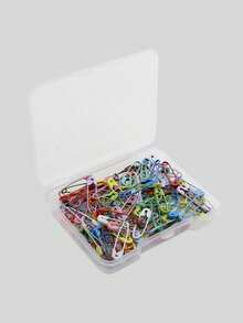 120入組彩色針頭套裝,0.748英寸*150pcs + 1.26英寸*50pcs棒棒糖色安全別針,附儲物盒 - 彩色 - 查看 4