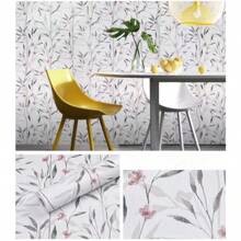 花卉自粘式壁紙,可移除接觸紙櫥櫃壁紙,置物架櫥櫃衣櫃抽屜裏襯家具貼紙 - 米色 - 查看 7