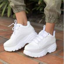 Women Wedge Sneakers - White - View 1