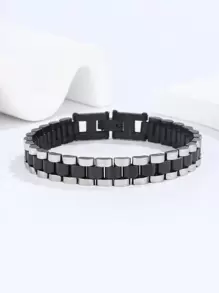 1pc Fashionable Business Style Stainless Steel Bracelet - Black - View 2