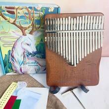 21 Key Kalimba Thumb Piano With Peach Wood Resonating Body, Tuning Hammer, Finger Guards, Gig Bag, Scale Stickers, Cleaning Cloth And User Manual Vintage - Hand Guard Yang Fan Sets Sail - View 6