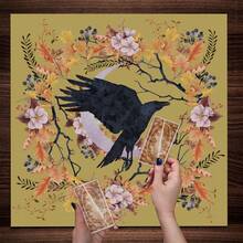 1pc Yellow Floral Moon Phase Change Flower, Mysterious And Noble Wicca Table Cloth For Decoration - Multicolor - View 2