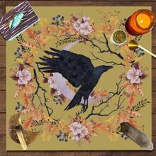 1pc Yellow Floral Moon Phase Change Flower, Mysterious And Noble Wicca Table Cloth For Decoration - Multicolor - View 1