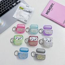 Étui en silicone pour Apple Airpods 1/2/Airpods Pro/Airpods 3/Airpods Pro (2e génération) avec arbre de Noël rose, strass à la mode et gouttes (écouteurs non inclus)