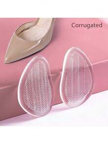 1pair Silicone Forefoot Pad For Ladies' Shoes, Thickened Anti-Slip Cushioning Insole Half Size Up For High Heels - Clear - View 3