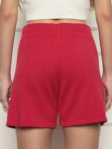 Women Shorts - 玫紅色 - 查看 2