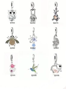 925純銀精美蜜蜂和花朵吊墜珠,diy、中性、派對適用 - Q3062 - 查看 1