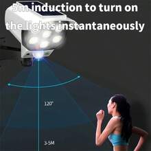 1pc Motion Sensor Street Lamp, Solar Garden LED Light, Simulation Surveillance, Fake Camera, Human Body Sensor Wall Light, Outdoor Smart Street Light - Black and White - View 10