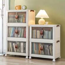 1個摺疊收納箱,大容量儲物箱,雙開門雜物收納箱適用於家中臥室客廳浴室,衣櫃衣物棉被储存柜,防塵防水收納箱,適用於玩具書籍小吃紙巾等儲存 - 中三層送滑輪 - 查看 9