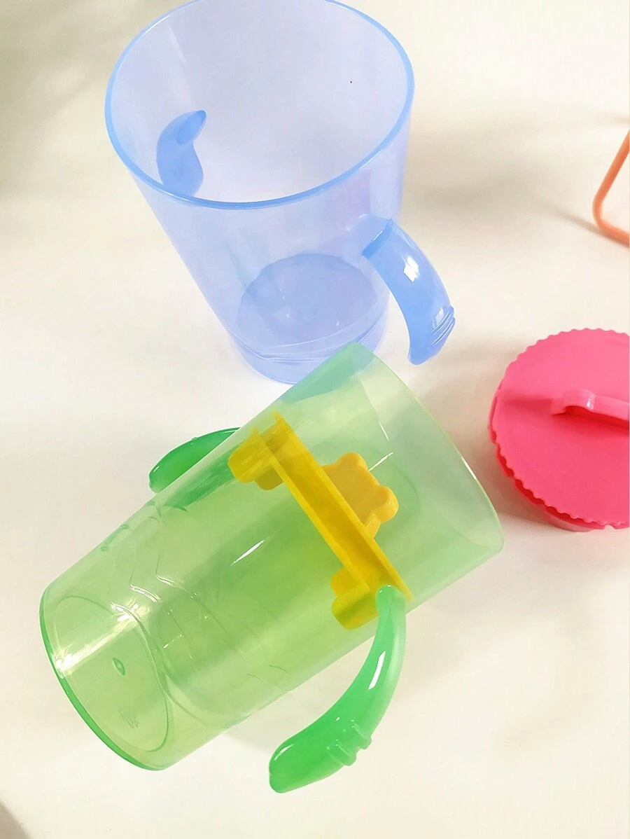 meomill 1個兒童用水杯/由半透明pp材料製成/防噎氣閥設計配速控制蓋/雙手把手/抗沖擊材料/容量約330毫升/適合寶寶飲水和學習使用 - 綠色 - 查看 1