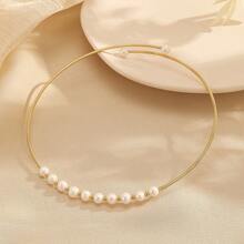 1pc Latest 2024 Faux Pearl Necklace With 14k Gold And Copper Wire For Women, Fashionable Birthday Party Gift - 10 Pearls - View 11