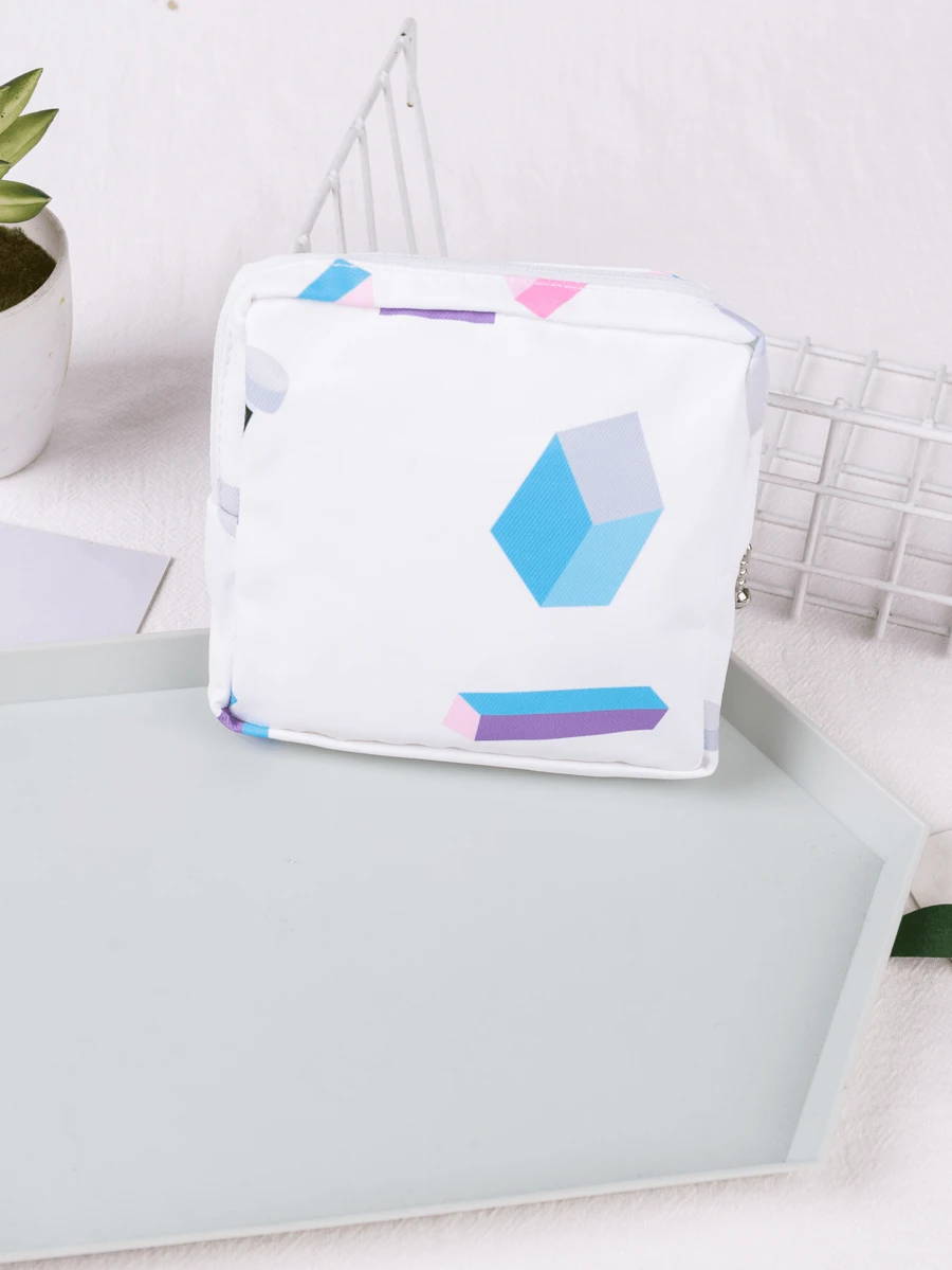 Large Capacity Cute & Portable & Waterproof Storage Bag For Sanitary Napkins - Blue and White - View 1