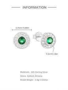 1對925純銀復古邪惡之眼綠寶石耳針,18k鍍金,時尚可愛小巧水晶氧化鋯細緻珠寶,適用於女士日常佩戴、婚禮派對 - 銀色 - 查看 6