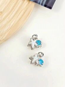 3入組藍色魚尾造型金屬髮夾，包含小號和大號海星髮夾、髮卡，適用於髮髻的髮飾配件 - 彩色 - 查看 3