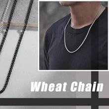 1pc Fashionable Stainless Steel Wheat Chain Necklace For Men, Waterproof And Non-Fading, Suitable For Single Chain Wear Or Any Pendant Matching - Silver - View 4