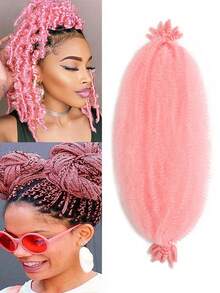 1入組粉色色調聚酯纖維預分離扭繞辮髮套，適用於辮髮/損壞柔軟髮質，合成材質 - 淺粉色 - 查看 2