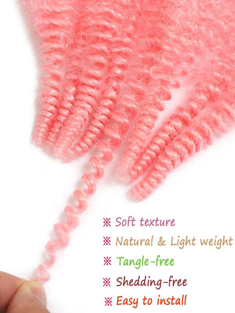 1入組粉色色調聚酯纖維預分離扭繞辮髮套，適用於辮髮/損壞柔軟髮質，合成材質 - 淺粉色 - 查看 6