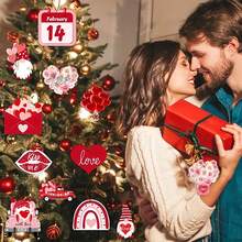 24pcs Valentine'S Day Tree Decoration With Strings, Happy Valentine'S Day Decor, Valentine'S Day Party Decoration For Lovers - Pink - View 4