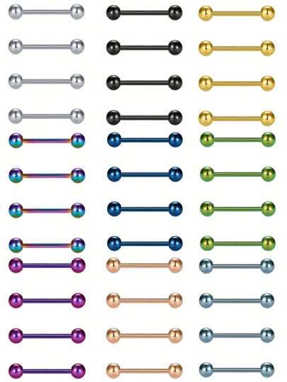 CIZME 4 st/set Nippelringar Tungan Ring Rostfritt Stål 14g Rak Skivstänger Piercing smycken 12mm , 14mm , 16MM , 18mm