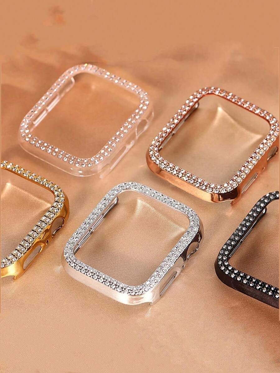 1个奢华双层镶钻水晶表壳，兼容 45mm 41 40 44 42，水钻PC材质，带边框保护，适用于Series 9 8 7 6 5 - 銀色 - 查看 1