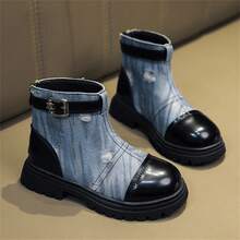 嬰幼兒女童拉鍊靴,潮流踝靴戶外運動鞋 - 藍色 - 查看 3