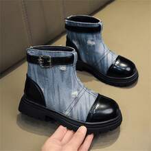 嬰幼兒女童拉鍊靴,潮流踝靴戶外運動鞋 - 藍色 - 查看 2