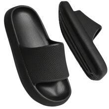 Claquette Garçons Fille Chaussons De Douche Enfant Pantoufles De Bain Antidérapant Chaussures De Piscine Et Plage EU29-37 - Noir - Voir 2