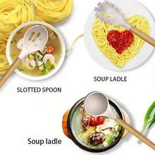 36入組矽膠廚房烹飪器具,木柄耐高溫烹調器具套裝,不粘廚房小工具,包括刮刀、湯匙、比薩刀、烹飪用品、廚房配件、家用廚房項目 - 卡其色 - 查看 4