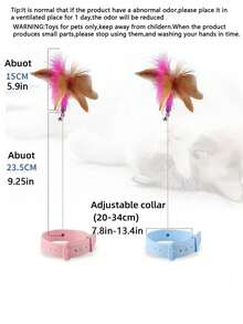 1入互動式貓玩具,帶有貝爾的貓棒,配備寵物項圈培訓玩具,貓用品 - 粉色 - 查看 6