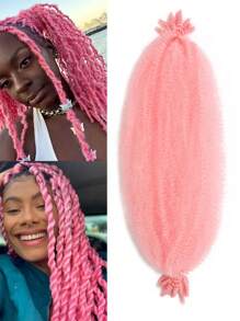 1入組粉色色調聚酯纖維預分離扭繞辮髮套，適用於辮髮/損壞柔軟髮質，合成材質 - 淺粉色 - 查看 1