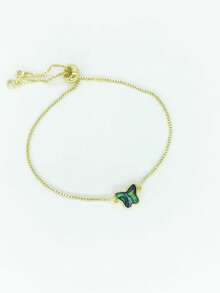 1入流行的簡約風格銅&鮑魚&蝴蝶設計可伸縮手鐲 - 金黃色 - 查看 10