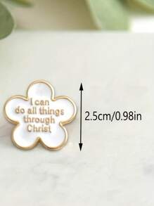 1/2 Stücke Emaille-Anstecknadel mit weißer Blume, "Ich kann alles durch Christus", christliche Anstecknadel, Bibelvers-Anstecknadel, Retro-Blumen-Anstecknadel aus hartem Emaille, Weihnachten