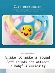 Baby Hand Grab Ball Children Rattle Toy Soft Rubber Plastic Ball - Pink - View 4