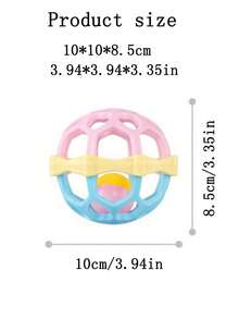 Baby Hand Grab Ball Children Rattle Toy Soft Rubber Plastic Ball - Pink - View 3