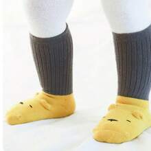 5入組冬季新款加厚綿絨袜,適用於嬰幼兒,防滑地板袜子 - 黃色 - 查看 4