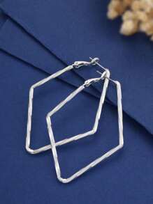 1 对极简菱形耳钉，女士夸张耳环，日常搭配，生日礼物 - 白色 - 查看 1