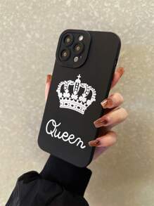 黑色皇冠＆字母印花全覆蓋手機殼,適用於iphone 15,13promax,14 / 11