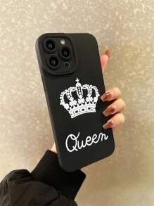黑色皇冠＆字母印花全覆蓋手機殼,適用於iphone 15,13promax,14 / 11