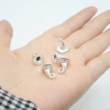 10入組復古合金帽形diy珠寶掛墜,手工藝品11x11mm - 復古銀色 - 查看 2