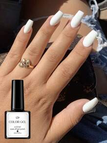 1瓶Y2K白色指甲油，UV/LED可卸甲油胶，适用于DIY美甲沙龙、居家美甲、节日礼物、法式美甲、圣诞美甲、美甲DIY沙龙礼物、万圣节美甲礼物 - 白色 - 查看 5