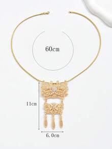 1pc Korean Style Fashionable Hollow Out Rhinestone Inlay Double Use Clothing Accessory Brooch For Women - Yellow Gold - View 5